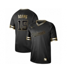 Men's Washington Nationals #15 Matt Adams Authentic Black Gold Fashion Baseball Jersey