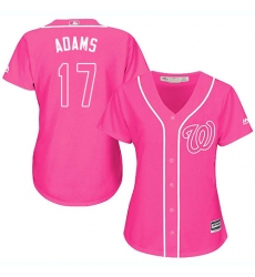 Women's Majestic Washington Nationals #17 Matt Adams Authentic Pink Fashion Cool Base MLB Jersey