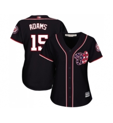Women's Washington Nationals #15 Matt Adams Replica Navy Blue Alternate 2 Cool Base Baseball Jersey
