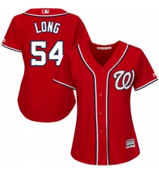 Women's Majestic Washington Nationals #54 Kevin Long Authentic Red Alternate 1 Cool Base MLB Jersey