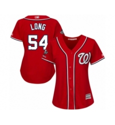 Women's Washington Nationals #54 Kevin Long Authentic Red Alternate 1 Cool Base 2019 World Series Champions Baseball Jersey