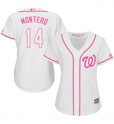 Women's Majestic Washington Nationals #14 Miguel Montero Replica White Fashion Cool Base MLB Jersey