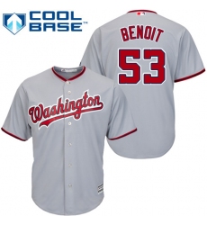 Men's Majestic Washington Nationals #53 Joaquin Benoit Replica Grey Road Cool Base MLB Jersey