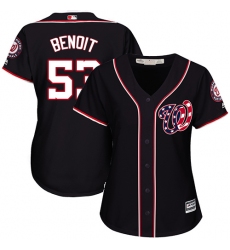 Women's Majestic Washington Nationals #53 Joaquin Benoit Authentic Navy Blue Alternate 2 Cool Base MLB Jersey