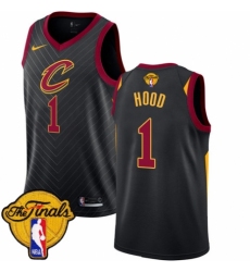 Men's Nike Cleveland Cavaliers #1 Rodney Hood Authentic Black 2018 NBA Finals Bound NBA Jersey Statement Edition