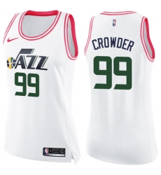 Women's Nike Utah Jazz #99 Jae Crowder Swingman White/Pink Fashion NBA Jersey