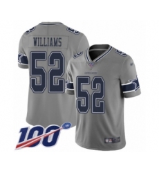 Men's Dallas Cowboys #52 Connor Williams Limited Gray Inverted Legend 100th Season Football Jersey