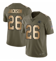 Youth Nike Carolina Panthers #26 Donte Jackson Limited Olive/Gold 2017 Salute to Service NFL Jersey