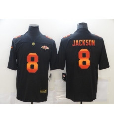 Men's Baltimore Ravens #8 Lamar Jackson Black colorful Nike Limited Jersey