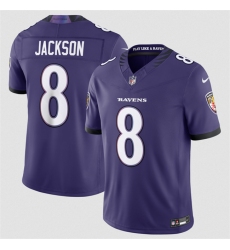 Men's Baltimore Ravens #8 Lamar Jackson Purple 2026 F.U.S.E Vapor Stitched Limited Football Jersey