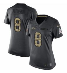 Women's Nike Baltimore Ravens #8 Lamar Jackson Limited Black 2016 Salute to Service NFL Jersey