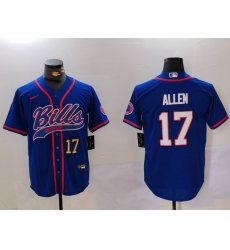 Men's Buffalo Bills #17 Josh Allen Blue Team Cool Base Stitched Baseball Jersey