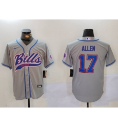 Men's Buffalo Bills #17 Josh Allen Grey Team Cool Base Stitched Baseball Jersey1