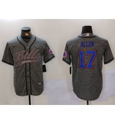 Men's Buffalo Bills #17 Josh Allen Grey Team Cool Base Stitched Baseball Jersey