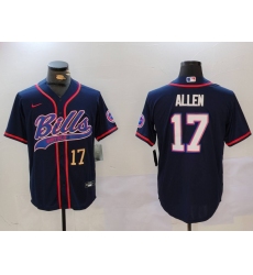 Men's Buffalo Bills #17 Josh Allen Navy Team Cool Base Stitched Baseball Jerseys