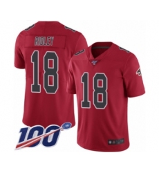 Men's Atlanta Falcons #18 Calvin Ridley Limited Red Rush Vapor Untouchable 100th Season Football Jersey
