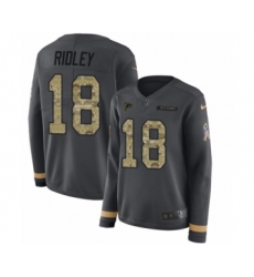 Women's Nike Atlanta Falcons #18 Calvin Ridley Limited Black Salute to Service Therma Long Sleeve NFL Jersey