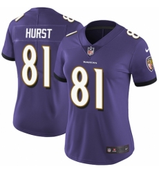 Women's Nike Baltimore Ravens #81 Hayden Hurst Purple Team Color Vapor Untouchable Limited Player NFL Jersey