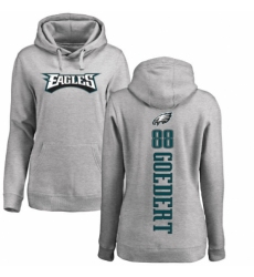 Women's Nike Philadelphia Eagles #88 Dallas Goedert Ash Backer Pullover Hoodie