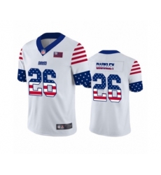 Men's New York Giants #26 Saquon Barkley White Independence Day Limited Football Jersey