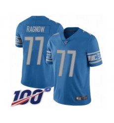 Men's Detroit Lions #77 Frank Ragnow Blue Team Color Vapor Untouchable Limited Player 100th Season Football Jersey