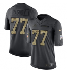 Men's Nike Detroit Lions #77 Frank Ragnow Limited Black 2016 Salute to Service NFL Jersey