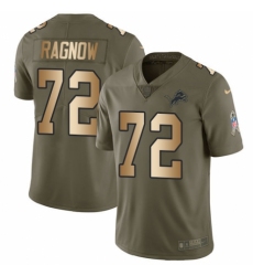 Youth Nike Detroit Lions #72 Frank Ragnow Limited Olive/Gold Salute to Service NFL Jersey