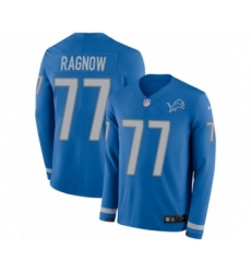 Youth Nike Detroit Lions #77 Frank Ragnow Limited Blue Therma Long Sleeve NFL Jersey