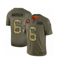 Men's Cleveland Browns #6 Baker Mayfield 2019 Olive Camo Salute to Service Limited Jersey