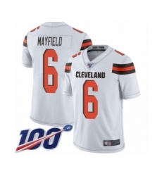 Men's Cleveland Browns #6 Baker Mayfield White 100th Season Vapor Untouchable Limited Player Football Jersey