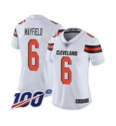Women's Cleveland Browns #6 Baker Mayfield White 100th Season Vapor Untouchable Limited Player Football Jersey