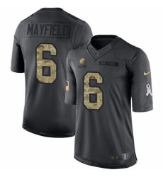 Youth Nike Cleveland Browns #6 Baker Mayfield Limited Black 2016 Salute to Service NFL Jersey
