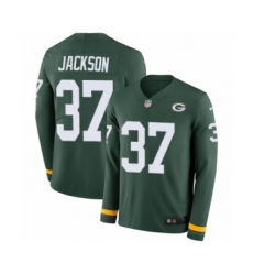 Men's Nike Green Bay Packers #37 Josh Jackson Limited Green Therma Long Sleeve NFL Jersey