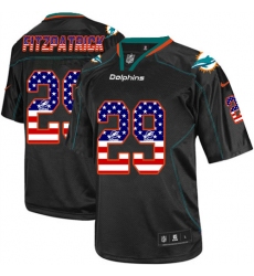 Men's Nike Miami Dolphins #29 Minkah Fitzpatrick Elite Black USA Flag Fashion NFL Jersey