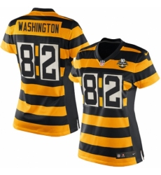 Women's Nike Pittsburgh Steelers #82 James Washington Game Yellow Black Alternate 80TH Anniversary Throwback NFL Jersey