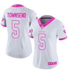 Women's Nike Oakland Raiders #5 Johnny Townsend Limited White/Pink Rush Fashion NFL Jersey