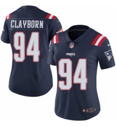 Women's Nike New England Patriots #94 Adrian Clayborn Limited Navy Blue Rush Vapor Untouchable NFL Jersey
