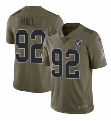 Men's Nike Oakland Raiders #92 P.J. Hall Limited Olive 2017 Salute to Service NFL Jersey