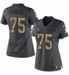Women's Nike Oakland Raiders #75 Brandon Parker Limited Black 2016 Salute to Service NFL Jersey