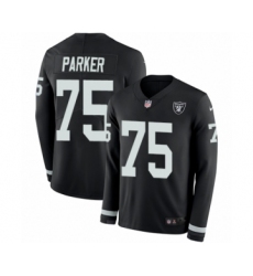 Youth Nike Oakland Raiders #75 Brandon Parker Limited Black Therma Long Sleeve NFL Jersey