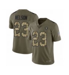 Men's Oakland Raiders #23 Nick Nelson Limited Olive Camo 2017 Salute to Service Football Jersey