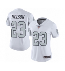 Women's Oakland Raiders #23 Nick Nelson Limited White Rush Vapor Untouchable Football Jersey