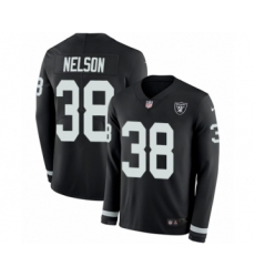 Youth Nike Oakland Raiders #38 Nick Nelson Limited Black Therma Long Sleeve NFL Jersey