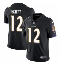 Men's Nike Baltimore Ravens #12 Jaleel Scott Black Alternate Vapor Untouchable Limited Player NFL Jersey