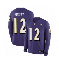 Men's Nike Baltimore Ravens #12 Jaleel Scott Limited Purple Therma Long Sleeve NFL Jersey