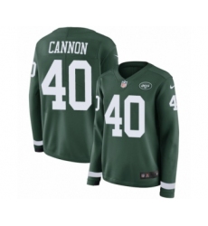Women's Nike New York Jets #40 Trenton Cannon Limited Green Therma Long Sleeve NFL Jersey
