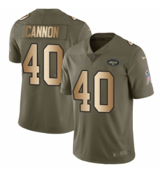Youth Nike New York Jets #40 Trenton Cannon Limited Olive/Gold 2017 Salute to Service NFL Jersey