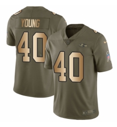 Men's Nike Baltimore Ravens #40 Kenny Young Limited Olive/Gold Salute to Service NFL Jersey