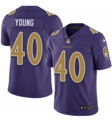 Men's Nike Baltimore Ravens #40 Kenny Young Limited Purple Rush Vapor Untouchable NFL Jersey