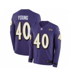 Men's Nike Baltimore Ravens #40 Kenny Young Limited Purple Therma Long Sleeve NFL Jersey